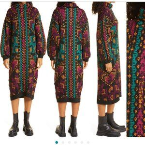 Farm Rio Sweater Dress NWT Yawanawa Stripe Long Sleeve Jacquard Sweater